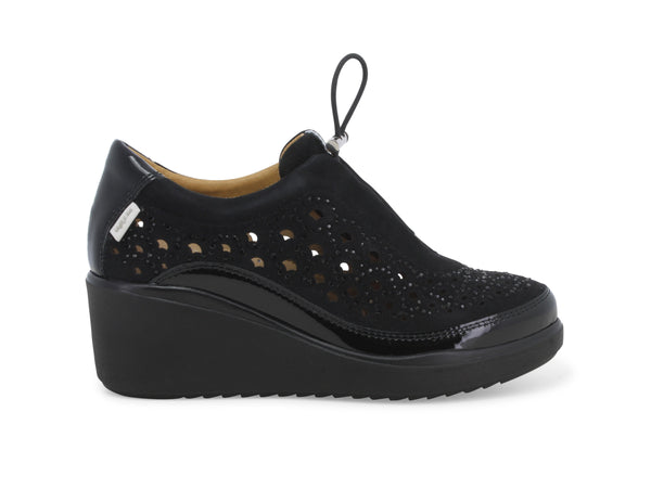 Melluso Scarpe Estive Laccio Elasticizzato Camoscio Traforato Nero K55370W-233715